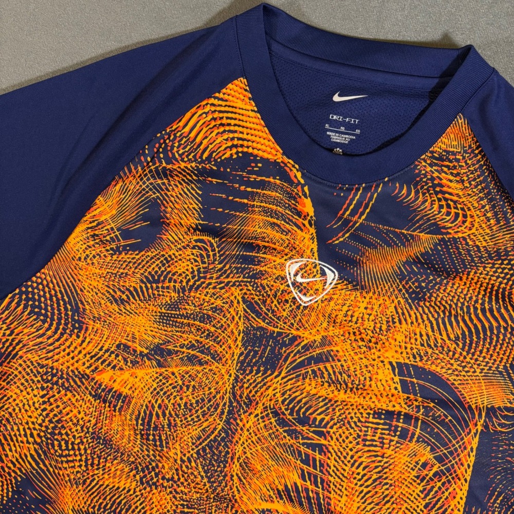 Nike Academy+ Men's Dry-FIT Short-Sleeve‎ Football Top Blue Orange X-Large